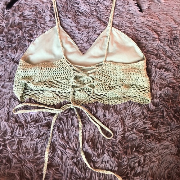 lue/green knitted cropped top - Picture 2 of 5